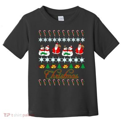 Santa Snowman Ugly Christmas Sweater Toddler T-Shirt