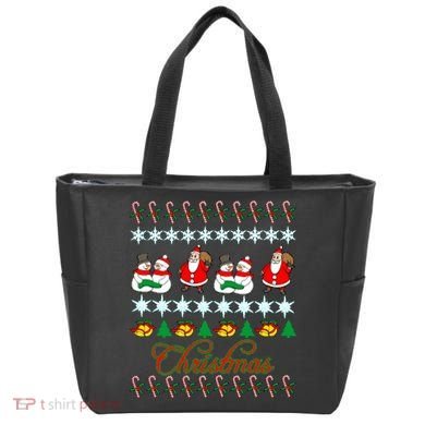 Santa Snowman Ugly Christmas Sweater Tote Bag