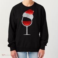 Santa Sparkly Wine Glass Women's Sweatshirt thumb 0