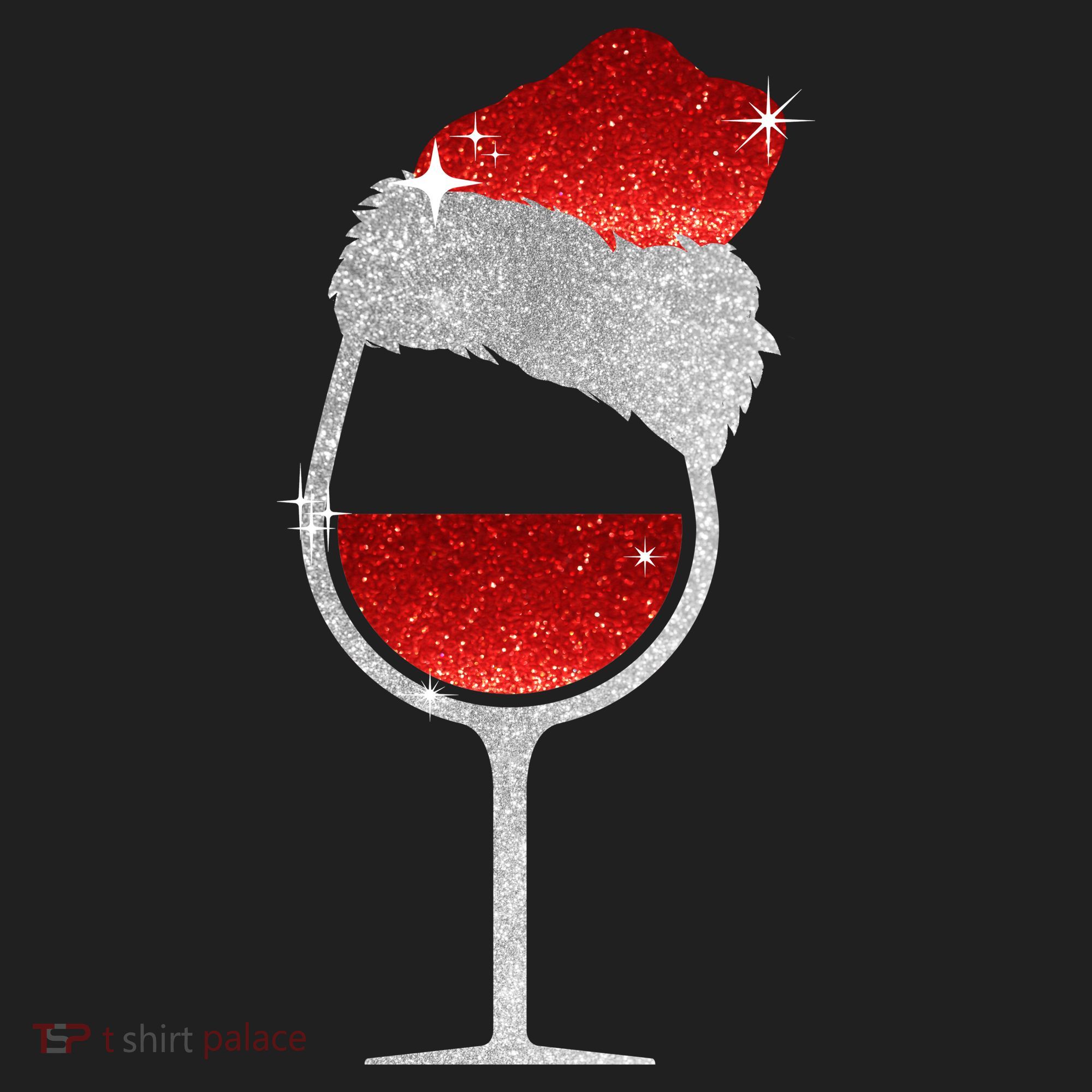 Santa Sparkly Wine Glass Women's Sweatshirt