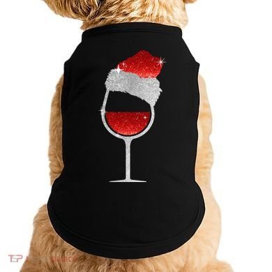 Santa Sparkly Wine Glass Doggie Tank