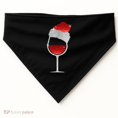 Santa Sparkly Wine Glass USA-Made Doggie Bandana