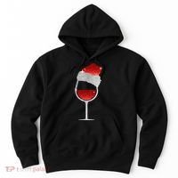 Santa Sparkly Wine Glass Hoodie thumb 0