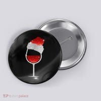 Santa Sparkly Wine Glass Button thumb 0