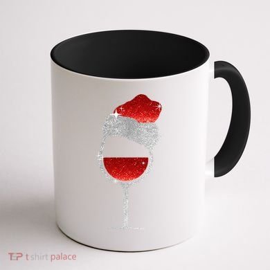 Santa Sparkly Wine Glass Coffee Mug back