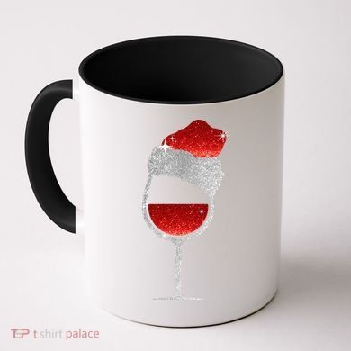 Santa Sparkly Wine Glass Coffee Mug