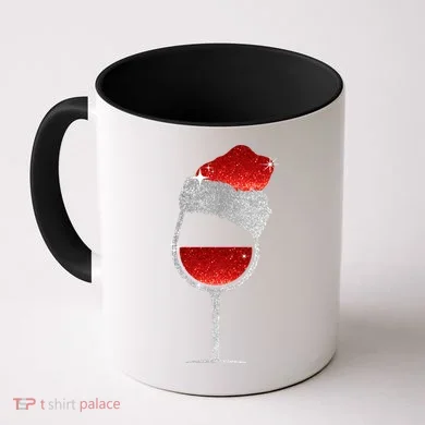 Santa Sparkly Wine Glass Coffee Mug