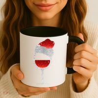 Santa Sparkly Wine Glass Coffee Mug thumb 3