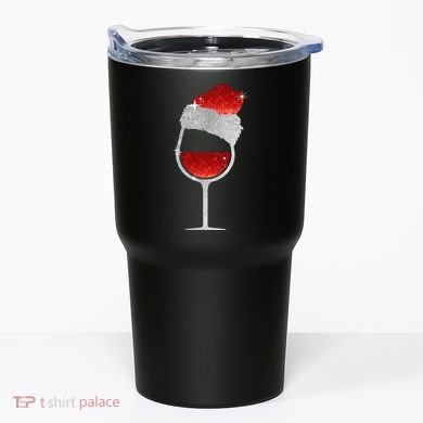 Santa Sparkly Wine Glass Tumbler