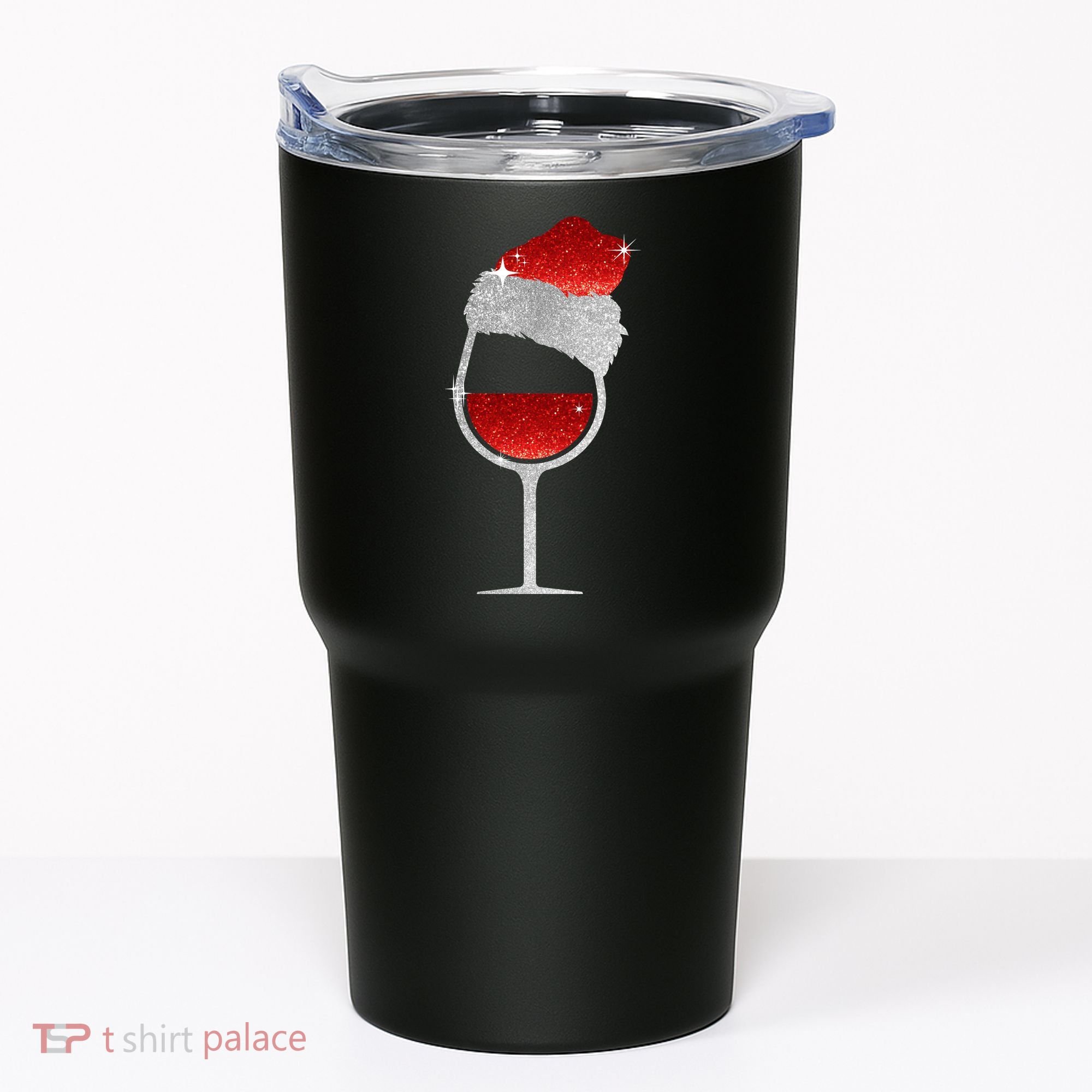 Santa Sparkly Wine Glass Tumbler