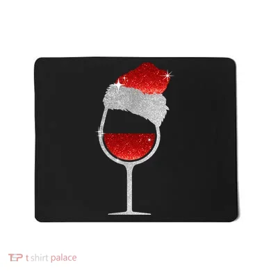 Santa Sparkly Wine Glass Mousepad