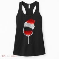 Santa Sparkly Wine Glass Women's Tank Top thumb 0