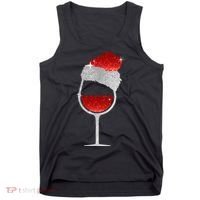 Santa Sparkly Wine Glass Tank Top thumb 0