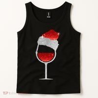 Santa Sparkly Wine Glass Tank Top thumb 2