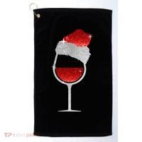 Santa Sparkly Wine Glass Golf Towel thumb 0