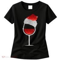 Santa Sparkly Wine Glass Women's T-Shirt thumb 0
