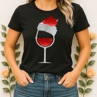 Santa Sparkly Wine Glass Women's T-Shirt thumb 2