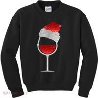 Santa Sparkly Wine Glass Kids Sweatshirt thumb 0