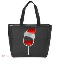 Santa Sparkly Wine Glass Tote Bag thumb 0