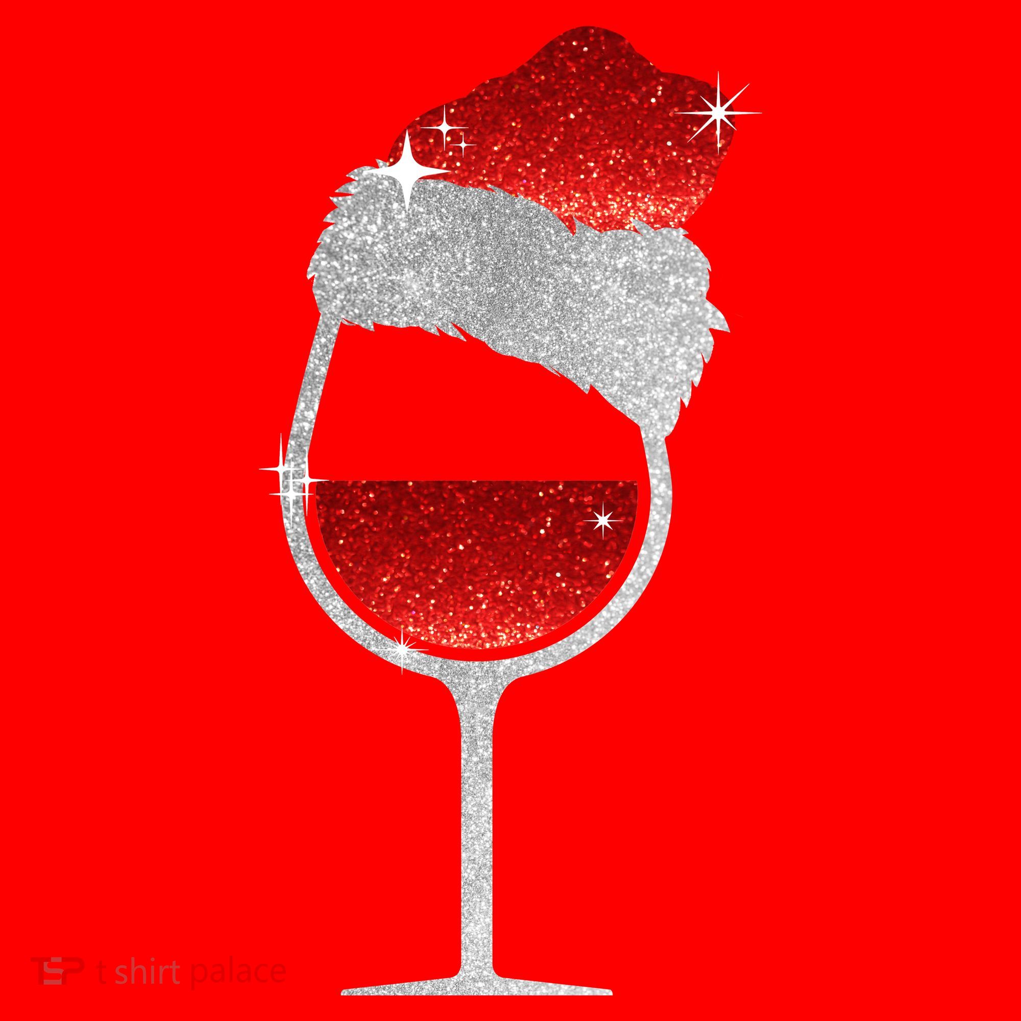 Santa Sparkly Wine Glass Santa Hat