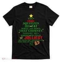 Santa Squeezes Down The Chimney T-Shirt thumb 0