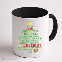 Santa Squeezes Down The Chimney Coffee Mug thumb 1