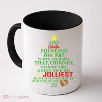 Santa Squeezes Down The Chimney Coffee Mug thumb 0