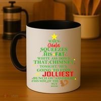 Santa Squeezes Down The Chimney Coffee Mug thumb 4