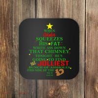 Santa Squeezes Down The Chimney Coaster thumb 0