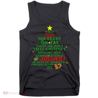 Santa Squeezes Down The Chimney Tank Top