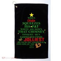 Santa Squeezes Down The Chimney Golf Towel thumb 0