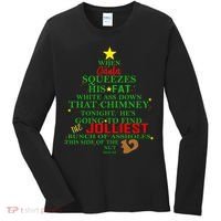 Santa Squeezes Down The Chimney Women's Long Sleeve Shirt thumb 0