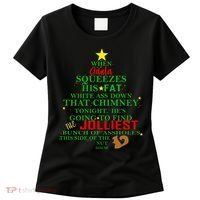 Santa Squeezes Down The Chimney Women's T-Shirt thumb 0