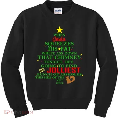 Santa Squeezes Down The Chimney Kids Sweatshirt