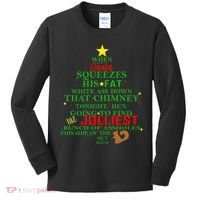 Santa Squeezes Down The Chimney Kids Long Sleeve Shirt thumb 0