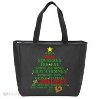 Santa Squeezes Down The Chimney Tote Bag thumb 0