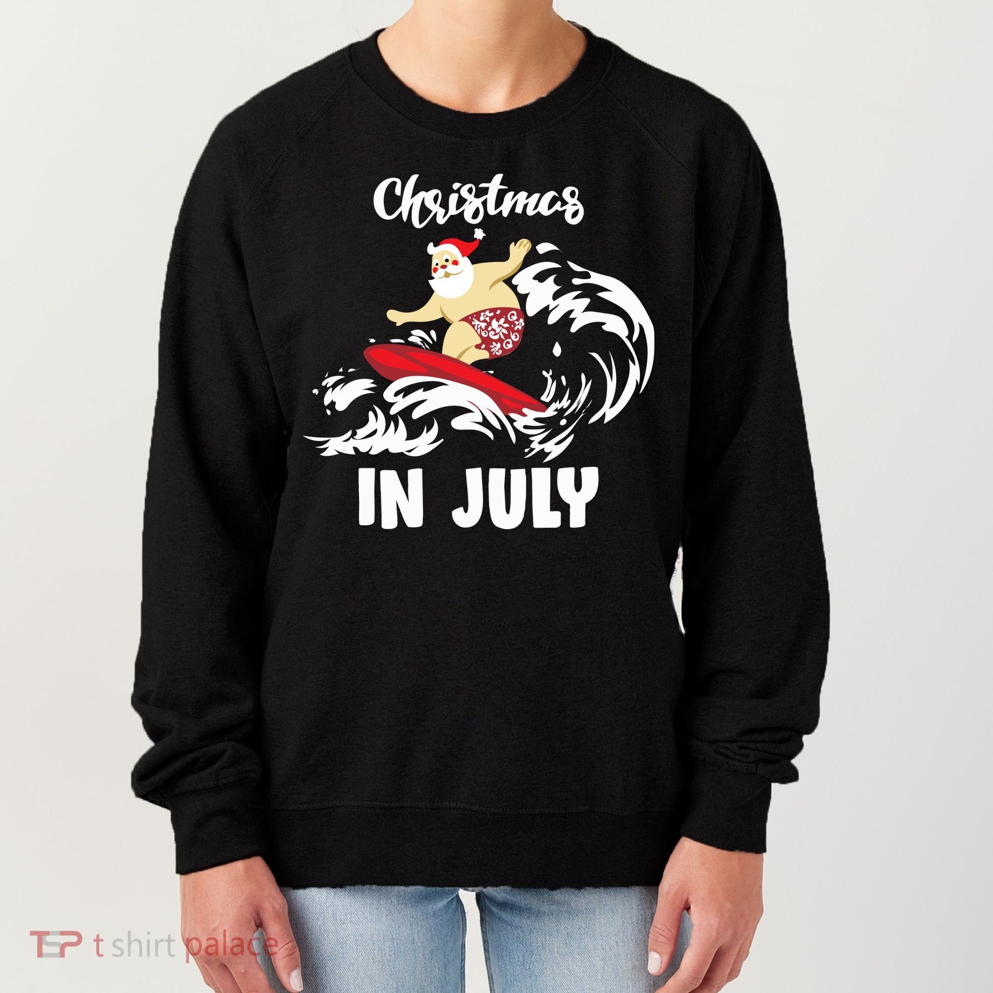 Santa Surfing Christmas In July Women's Sweatshirt