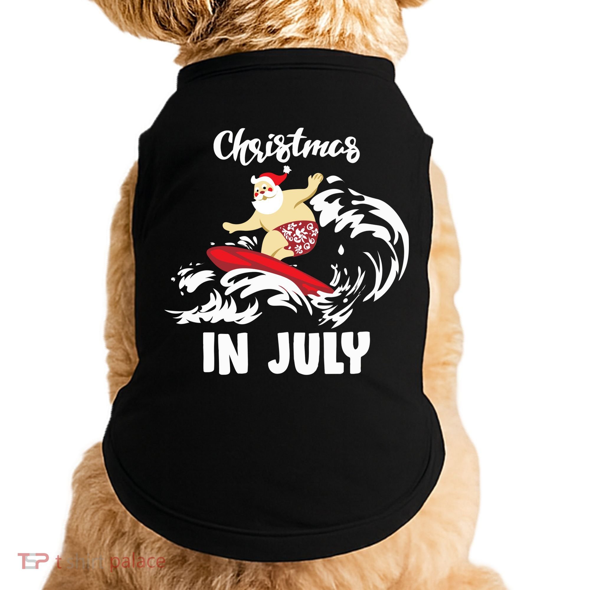 Santa Surfing Christmas In July Doggie Tank