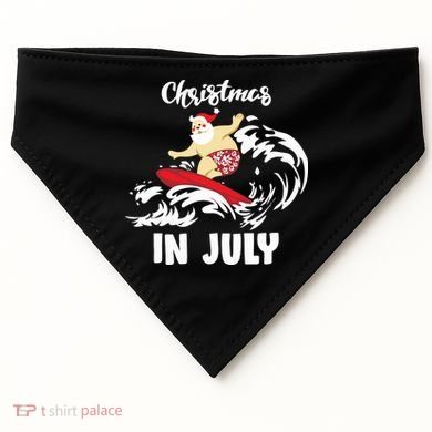Santa Surfing Christmas In July USA-Made Doggie Bandana