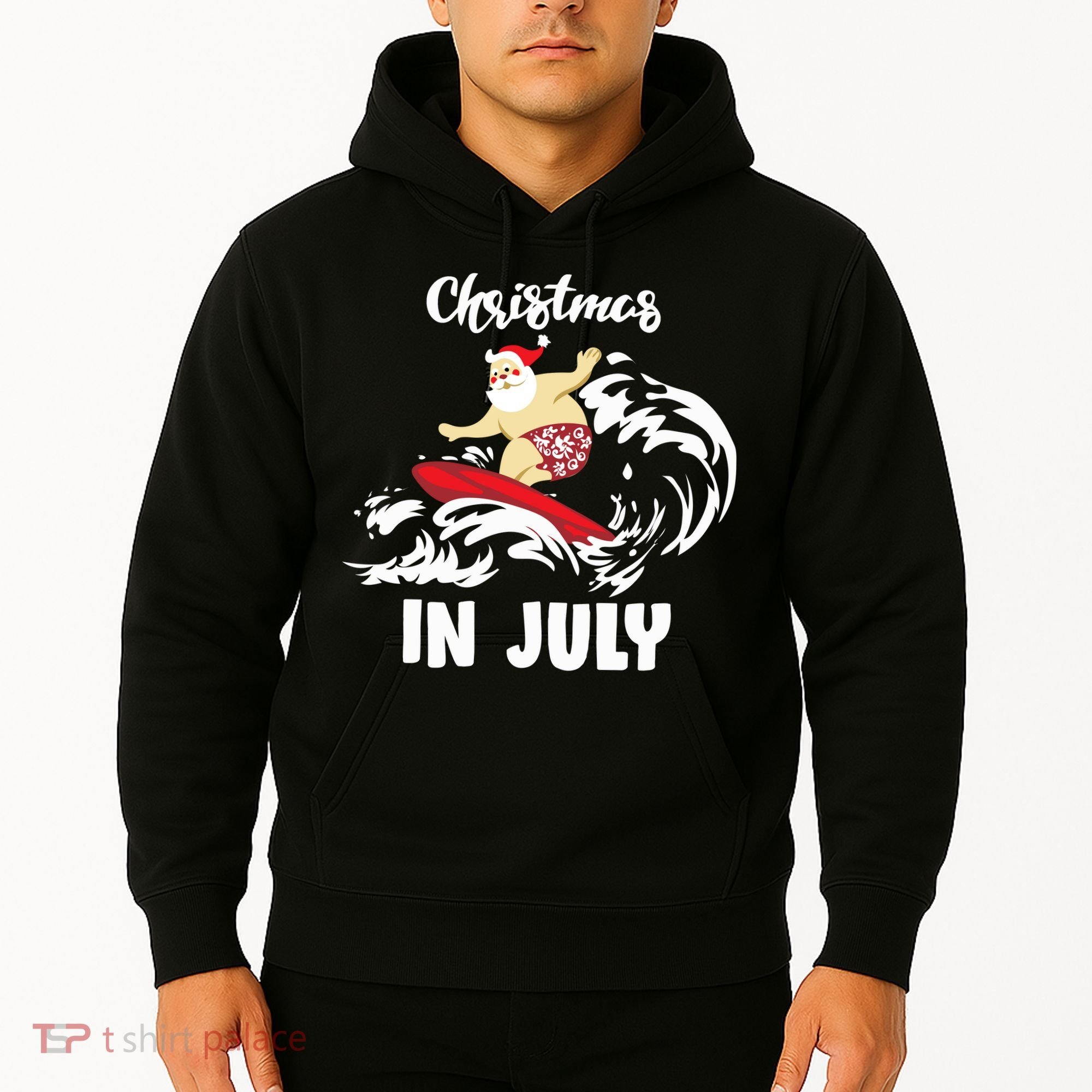 Santa Surfing Christmas In July Hoodie