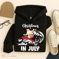 Santa Surfing Christmas In July Hoodie thumb 4