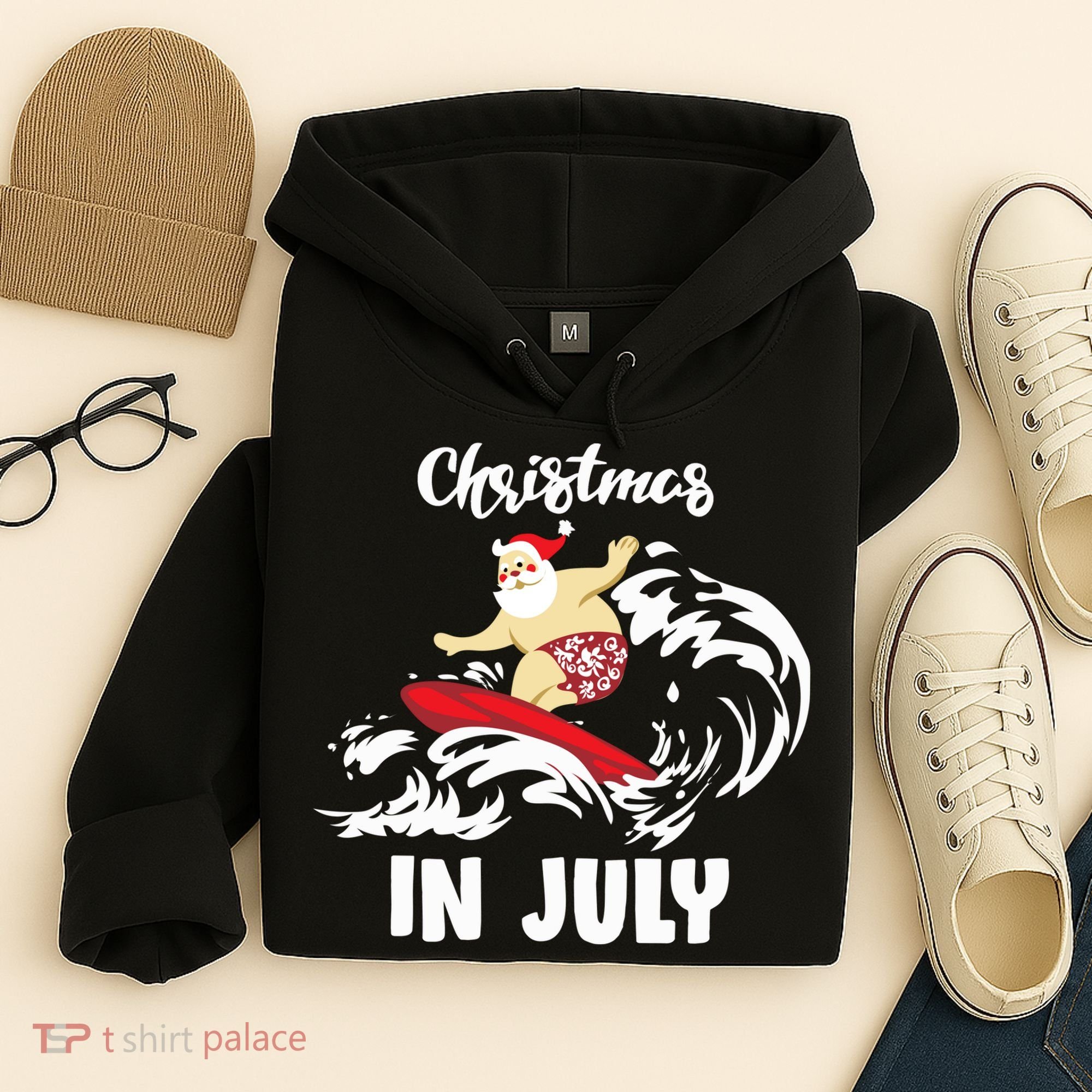 Santa Surfing Christmas In July Hoodie