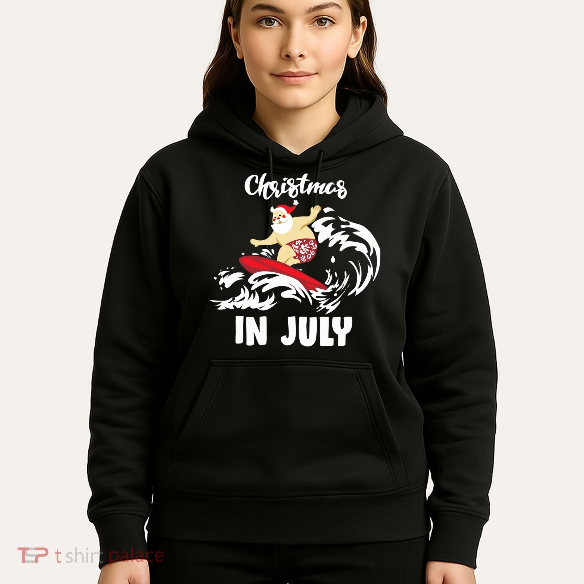 Santa Surfing Christmas In July Hoodie