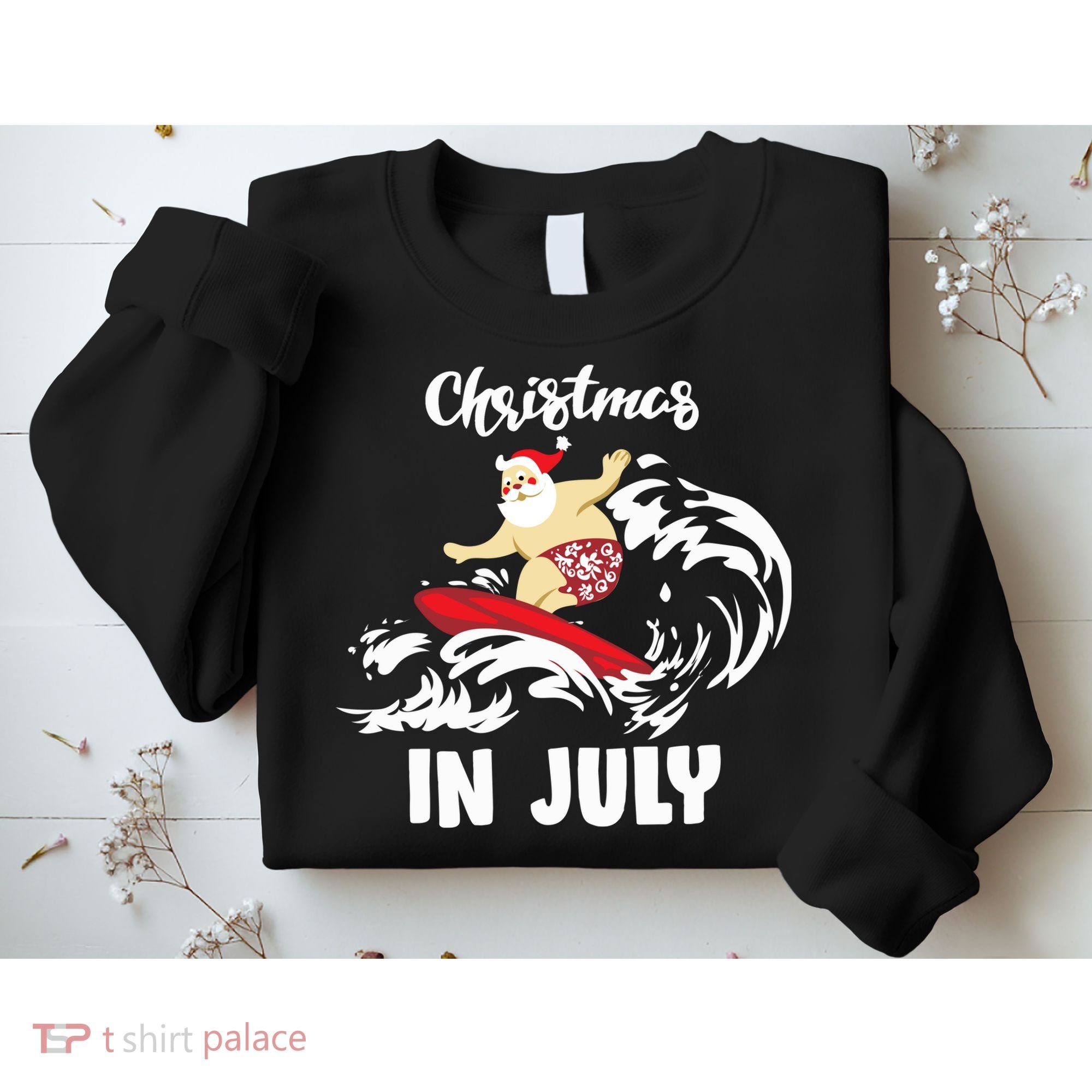 Santa Surfing Christmas In July Sweatshirt