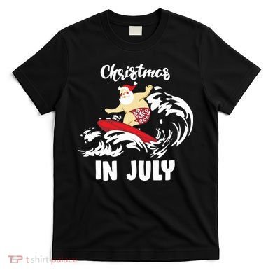 Santa Surfing Christmas In July T-Shirt