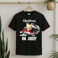 Santa Surfing Christmas In July T-Shirt thumb 2