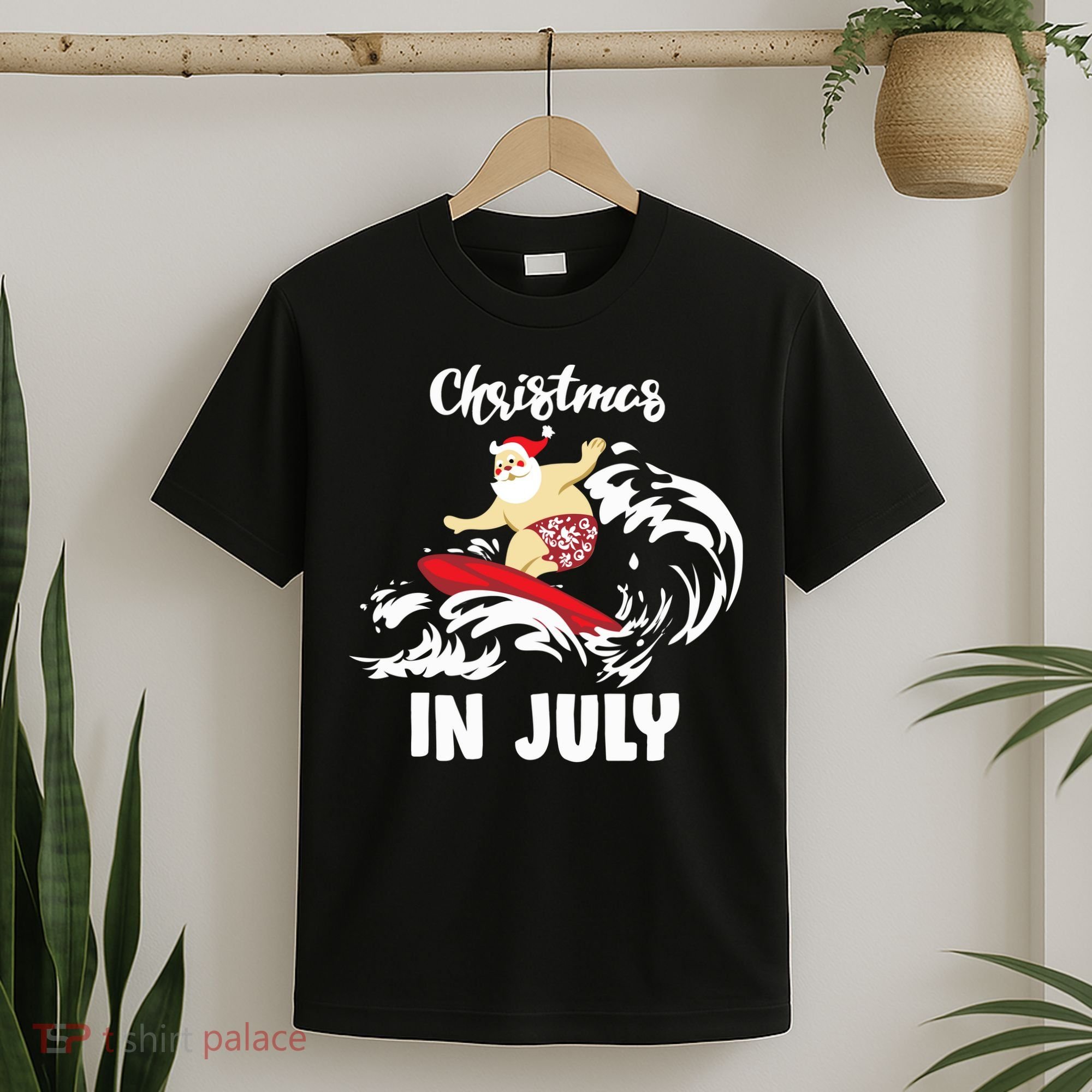 Santa Surfing Christmas In July T-Shirt