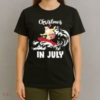 Santa Surfing Christmas In July T-Shirt thumb 4