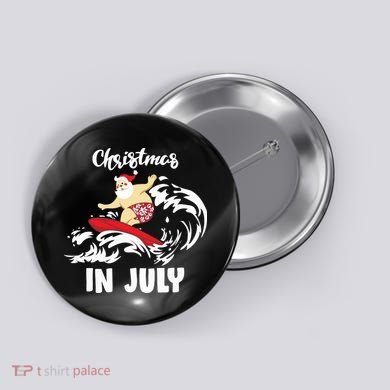 Santa Surfing Christmas In July Button