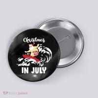 Santa Surfing Christmas In July Button thumb 0